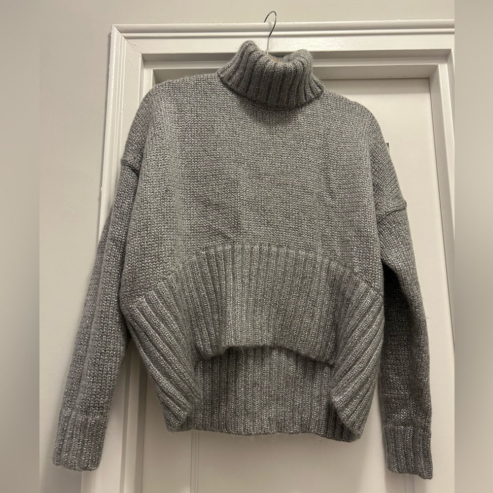 New W/out Tags Michael Kors Collection Grey Shimmer Turtleneck Sweater SzXS $700